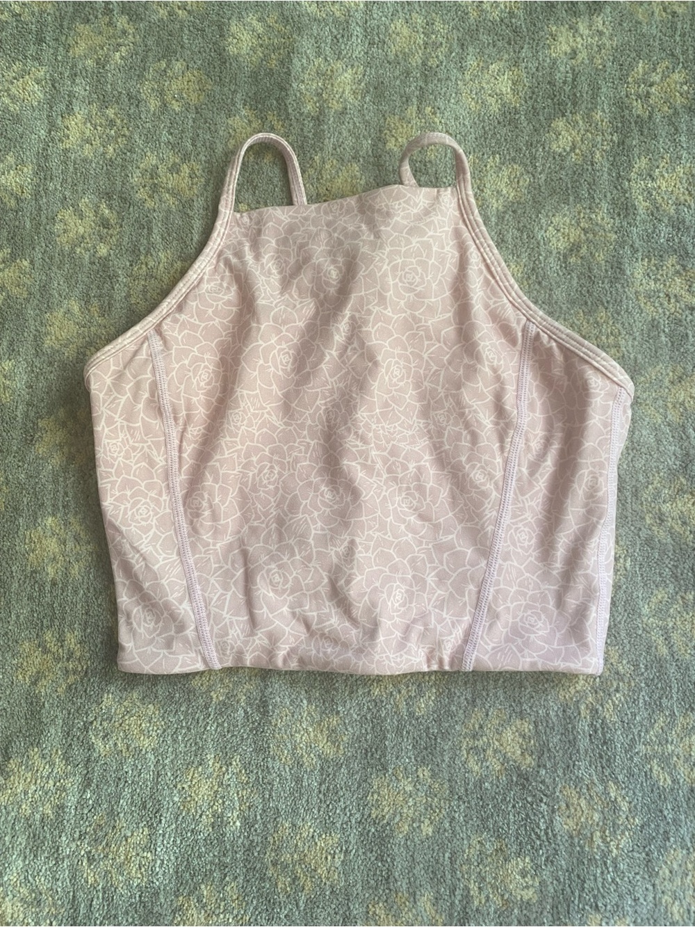 BuffBunny Pale Pink Floral High-Neck Bralette Crop Top